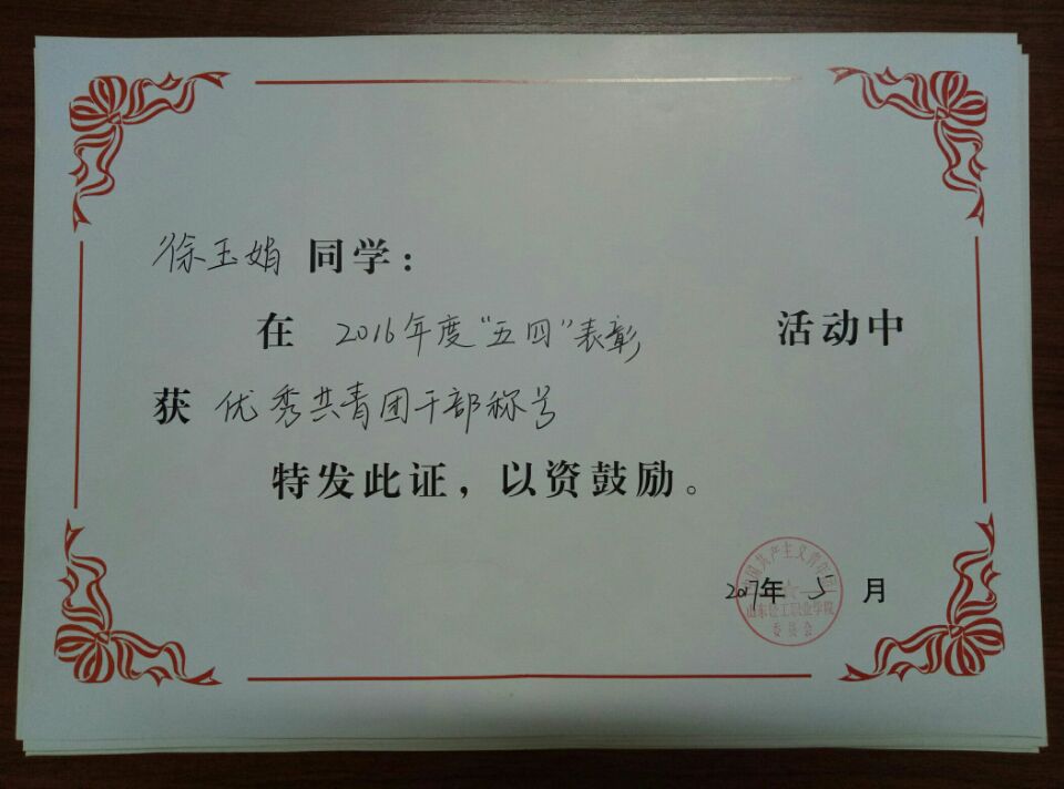 商务贸易系五四评优优秀奖励名单